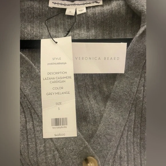 NWT Veronica Beard Grey Melange 100% Cashmere Cardigan Sweater - Size Small